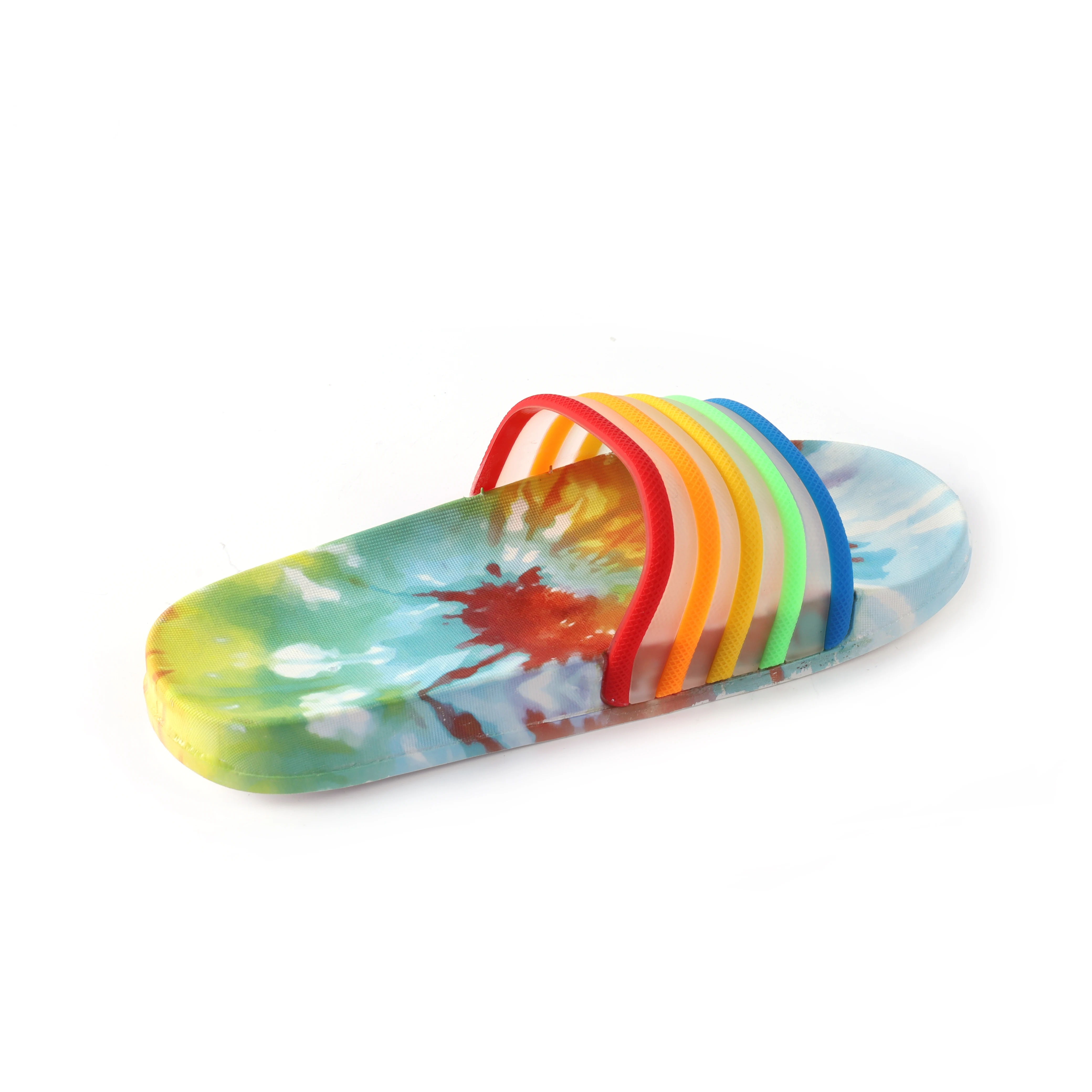 

Factory wholesale custom rainbow color graffiti flat ladies women's slippers
