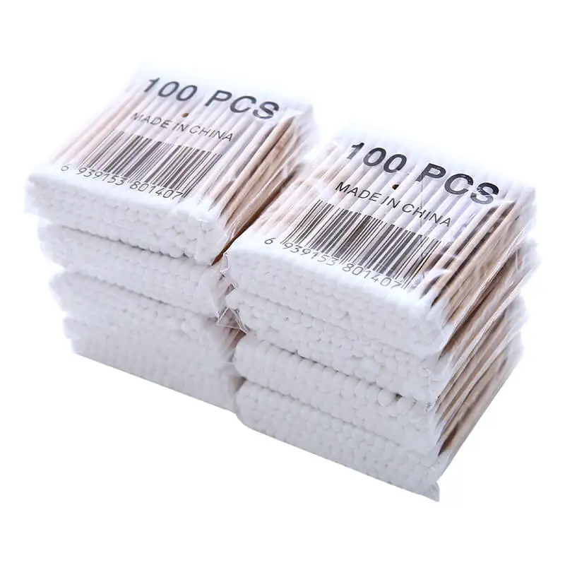 

Manufacturers custom 100pcs Eco Friendly Biodegradable Hotel Bamboo Stick Cotton bud Swabs, White