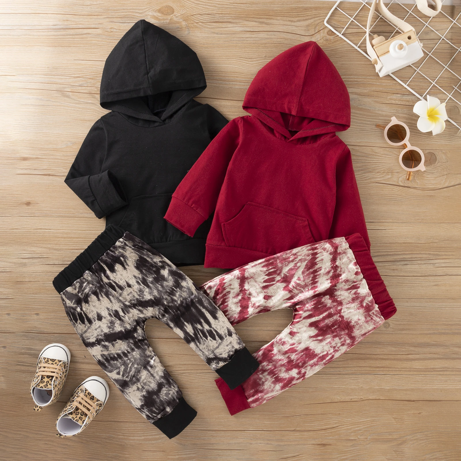 

Autumn new 2 colors 100% cotton solid baby clothing set long sleeve unisex baby hoodie sets, Picture shows