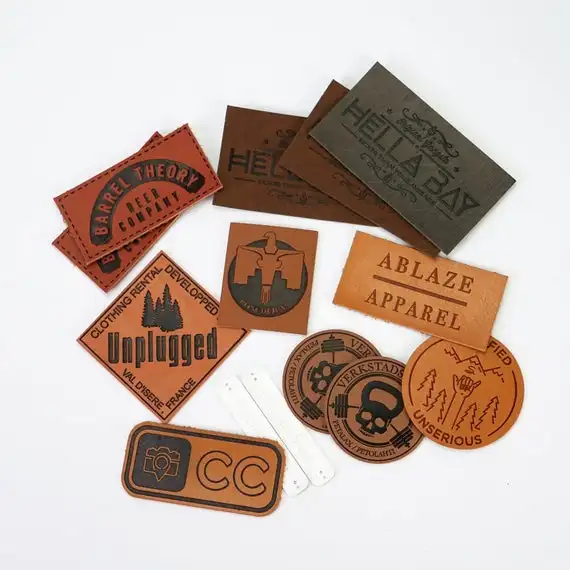 

Custom jeans handmade embossed genuine leather clothing printed logo labels tag patches for garment