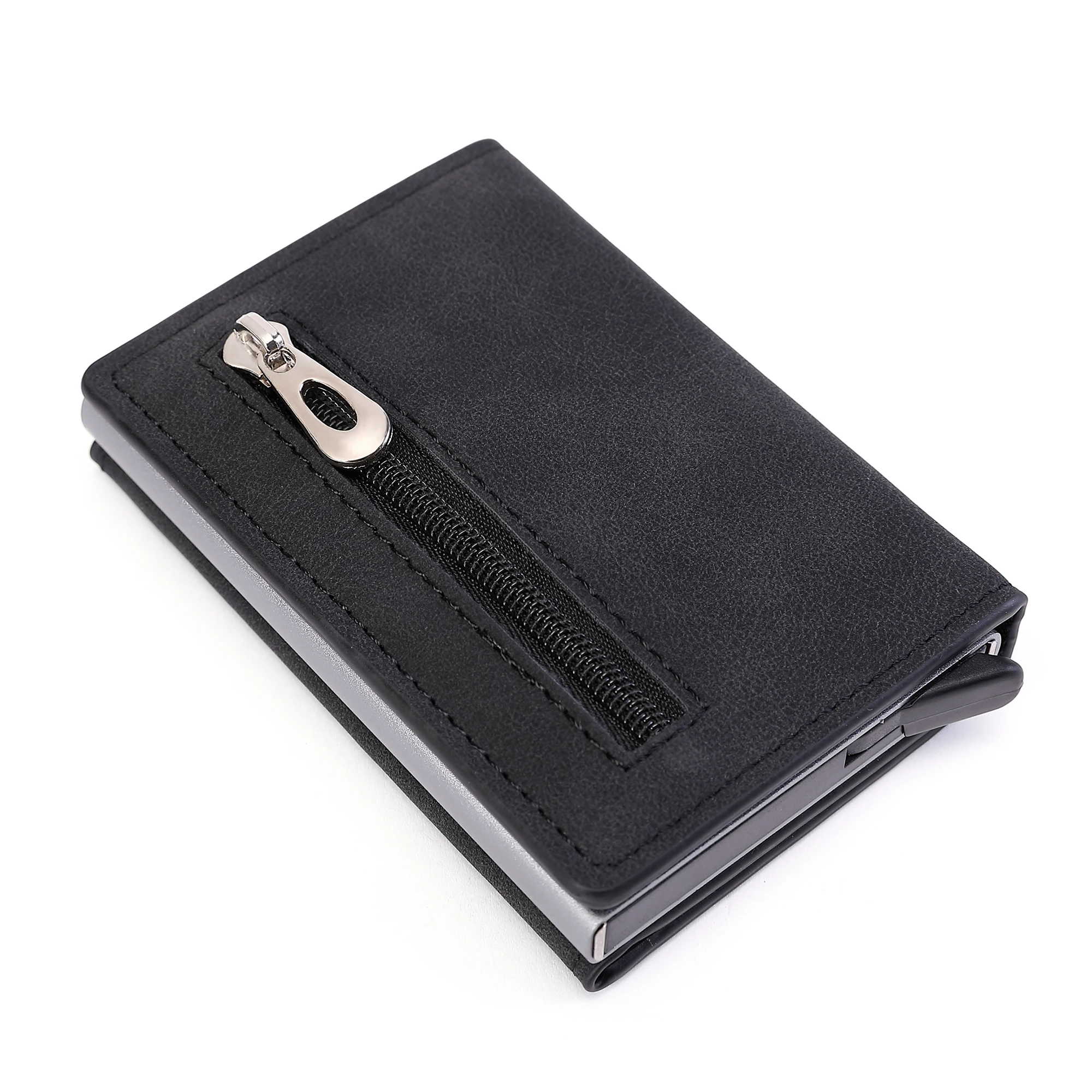 

2022 New upgraded design pop-up magnet card holder with zipper retro card holder