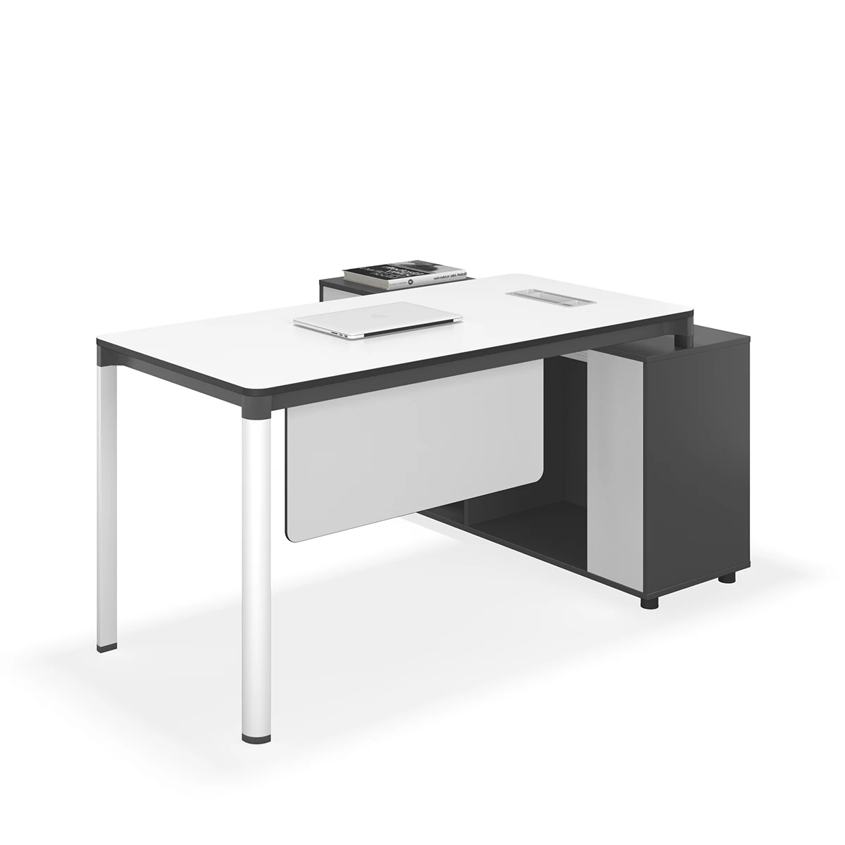 White Modern Design Commercial Wooden Office Furniture Desk L Shape