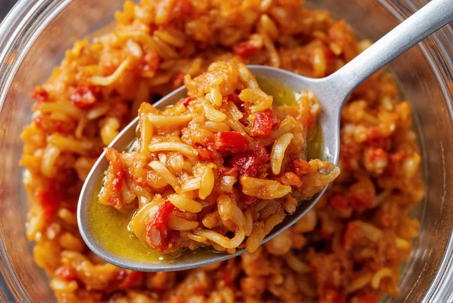 Close-up photography of David Chang Momofuku chili crunch in glass jar with spoon showing texture of crispy shallots and red chilies in oil