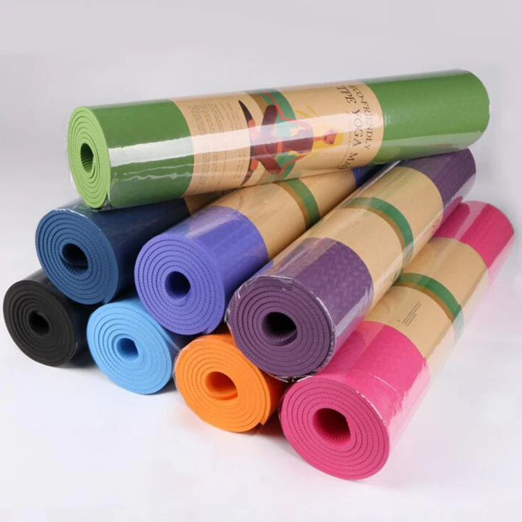

Wholesale nontoxic antislip lightweight high density Yoga Mat Private Label Good Quality Eco Friendly Yoga Mat tpe 6mm one layer, Single color/double color