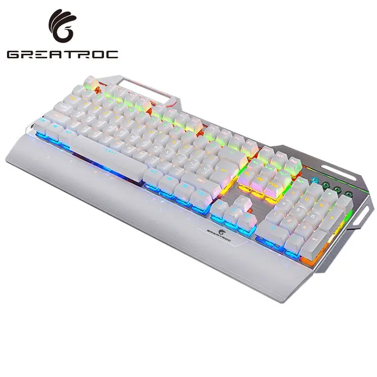 

Great Roc 2021 New RGB gaming computer mechanical keyboard 50 million times key life 104 keys USB backlit wired gaming keyboard