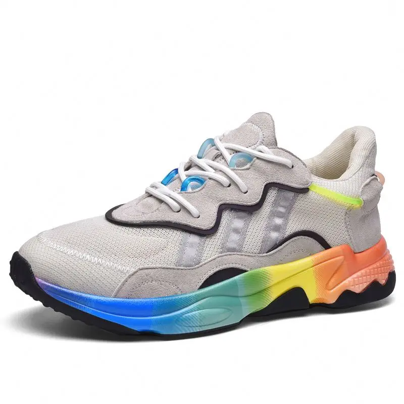 

2020 Hot Sale Men High Quality Colorful Sole Sports Shoes Genuine Leather Fashion Sneakers