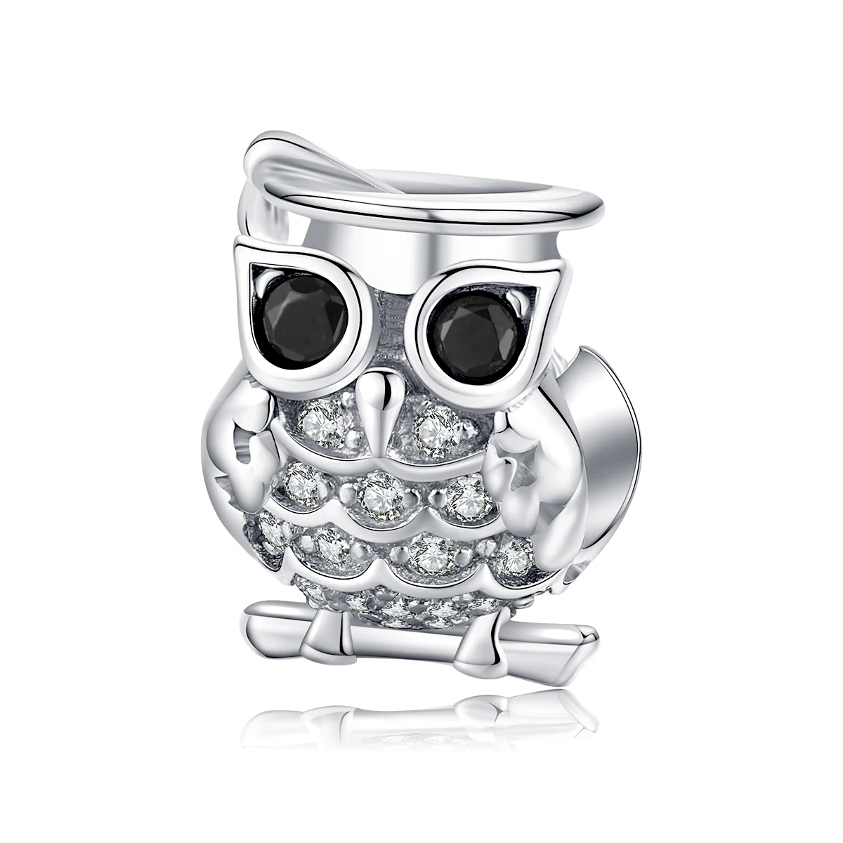 

BAMOER Genuine 925 Sterling Silver Owl Animal Charm for Original Snake Bracelet Clear CZ Women Jewelry Anniversary Gifts BSC124
