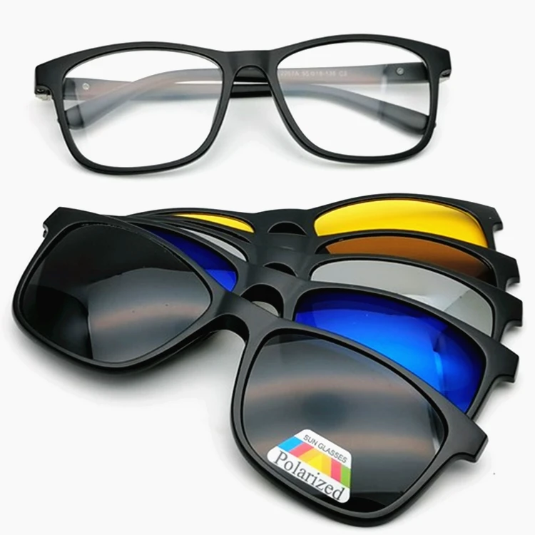 

DL Glasses DLC2267 PC Sunglasses Set Magnetic 5Pcs Polarized Clip-on Sunglasses Plastic Frame for Night Driving