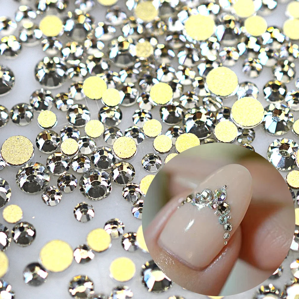 

2020 Clear Flat back Glass Stones Nail Decoration Tool Crystal Gem Nail Accessory 1440pcs 3D Nail Art Rhinestones, Pictures showed