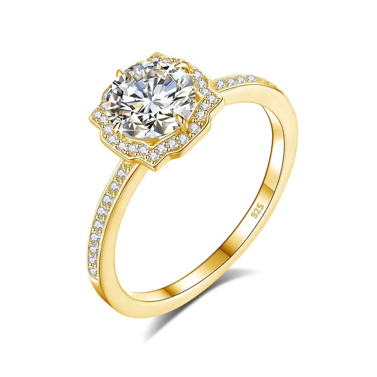 

Elegant petal design halo ring 18K gold 925 sterling silver 1.2 carat moissanite diamond rings engagement wedding fine jewelry