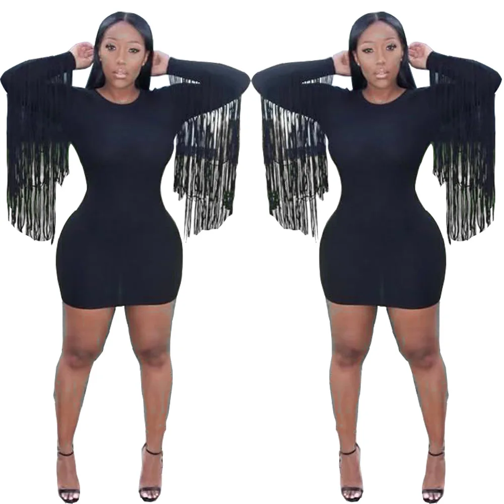 

Wholesale hot selling sexy long sleeve solid color casual dresses women lady elegant