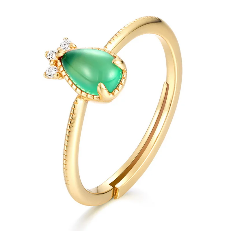 

Wholesale Engagement Rings Stackable Adjustable Rings With Green Agate, Picture