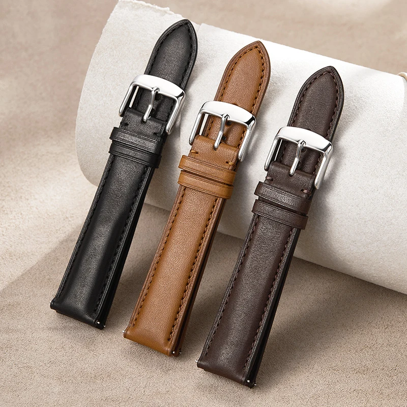 

Universal Genuine Leather Band Strap French Nappa Calf Watch Bands for Sale, Black & brown & dark brown