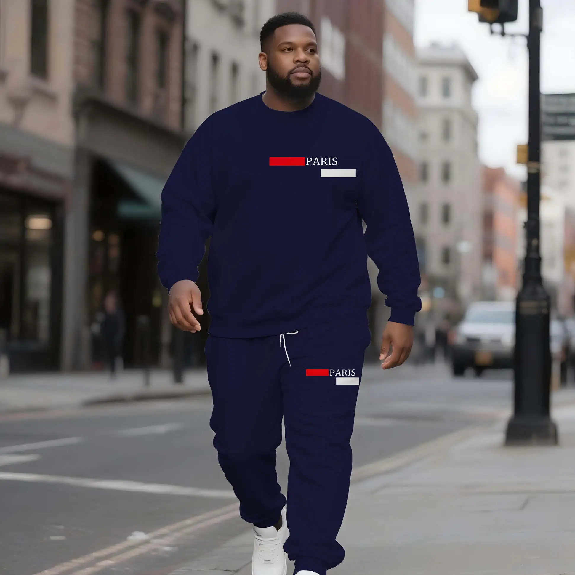 Paris Fashion Men's Crew Neck Sweatshirt Set Sport Minimalist Design Custom Logo Manufacturer