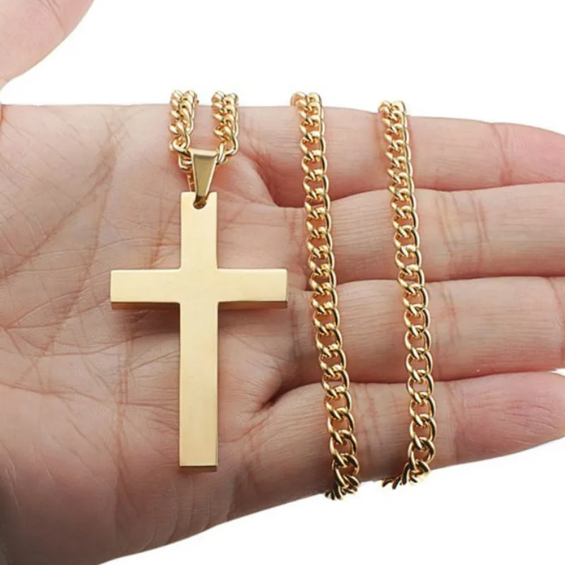 

Trendy Simple Women Gold Silver Black Jesus Cross Necklace Male Prayer Necklace Religious Jewelry Couple Cross Pendant Necklace, Picture