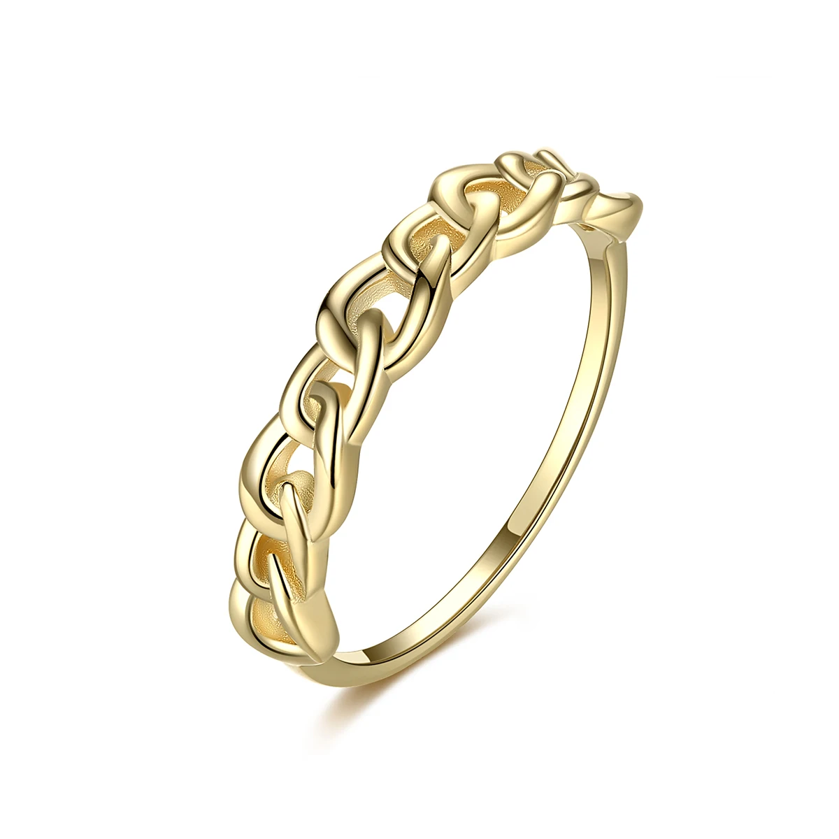 CZCITY Fashion Classic 14K Gold Plated 925 Silver Jewelry Rings with Chain Link Shape Design for Engagement or Wedding