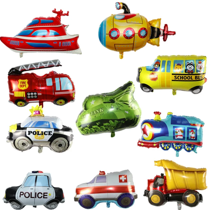 

Free Shipping Constructions Vehicle Balloon Boat Ship School Bus Balloons inflatable Toys Party Decor, Colorful