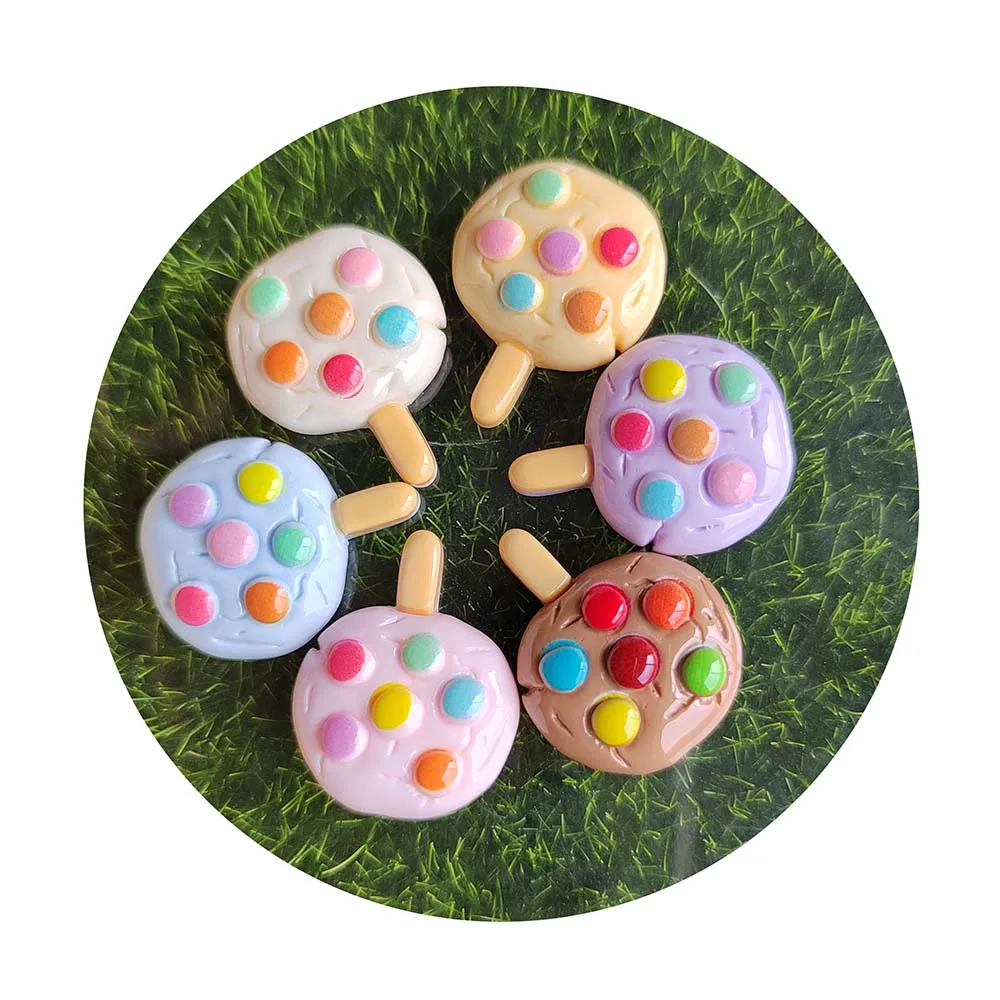 

New Kawaii Flat Back Resin Cookies Lollipop Cabochons Embellishment For Scrapbooking Phone Case Jewelry Making Findings Supplier