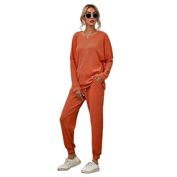 

Women Home Wear 2-Piece Jogger Nightwear Lounge Wear loungewear Large Pajama Sets Long Sleeve Sleepwear homewer homewear women, White,pink,yellow,gray,black,brown,orange,sky blue,wine