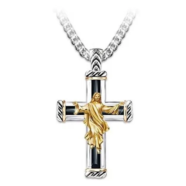 

New European And American Fashion Necklace Jesus Cross Pendant Necklace Retro Jesus Pendant Manufacturer Wholesale, Picture shows