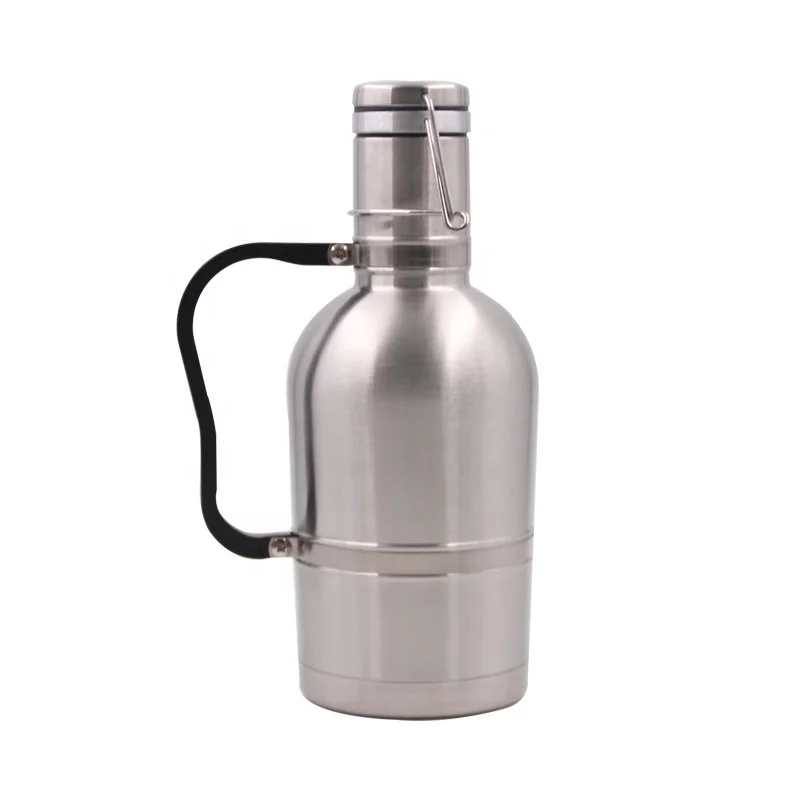 

double wall 64 oz stainless steel growler bottles with handle, Available in nature stainless steel color or any color paint