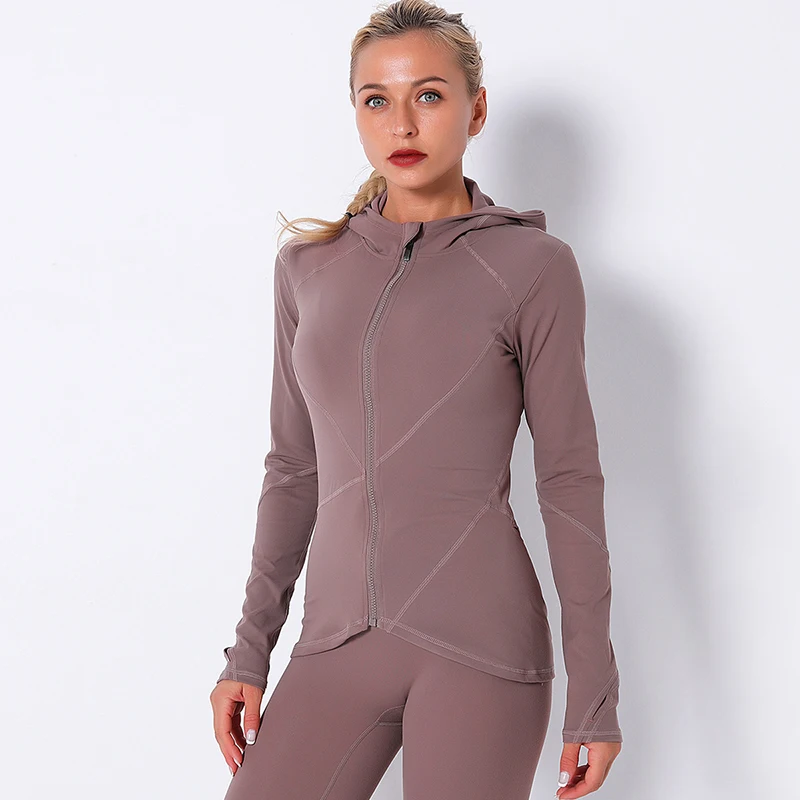 

QUICK DRY Women Slim Fitness Workout Sportswear Yoga Jackets Coat Blouse With Zipper