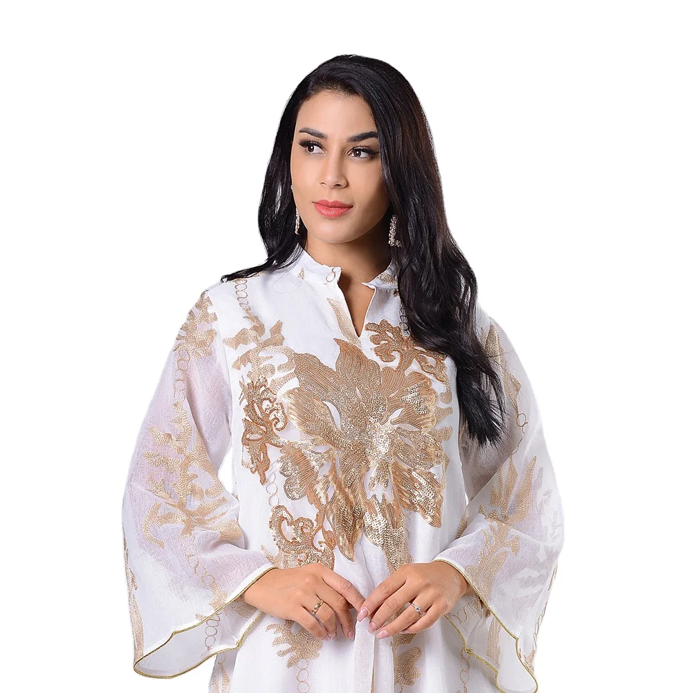 

YIWU XINYU kaftan dress dubai Golden Sequin Saree Islamic Women Clothing Festival Jalabiya Abaya Muslim Dress 2021