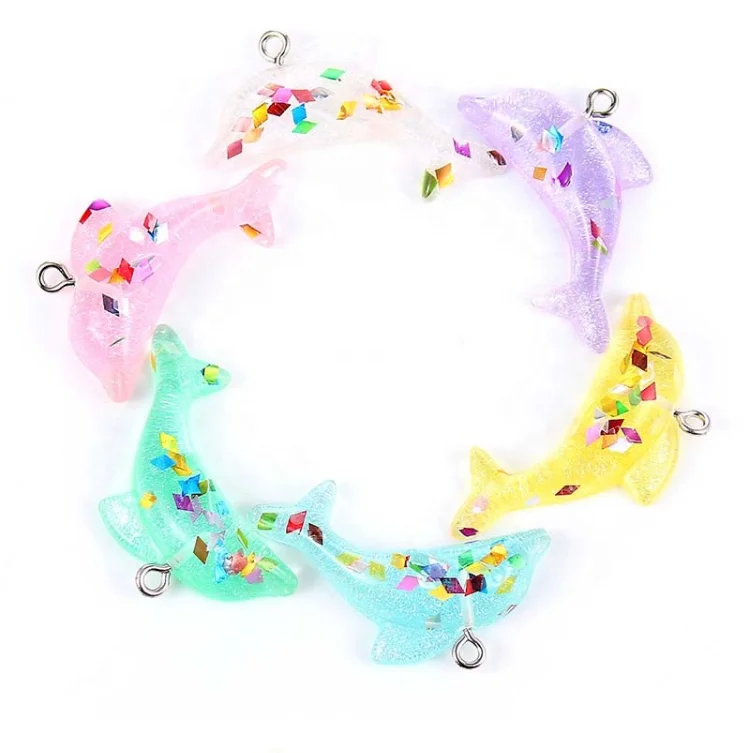 

DIY Ocean Creative resin Dolphin Shape Pendant Charms Fashion Jewelry Accessories For Making Keychain Necklace, Picture