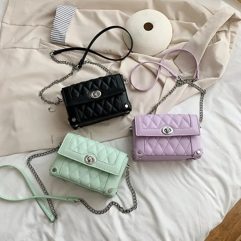 

Diamond Lattice Women Sling Bags Shoulder Lady Crossbody Handbags Leather Ladies Small Chain Bags, Customizable