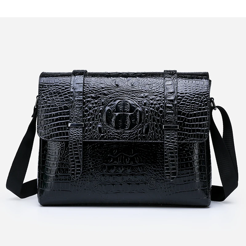 

Omaska mens crocodile PU leather messenger shoulder bag, Black, blue, brown