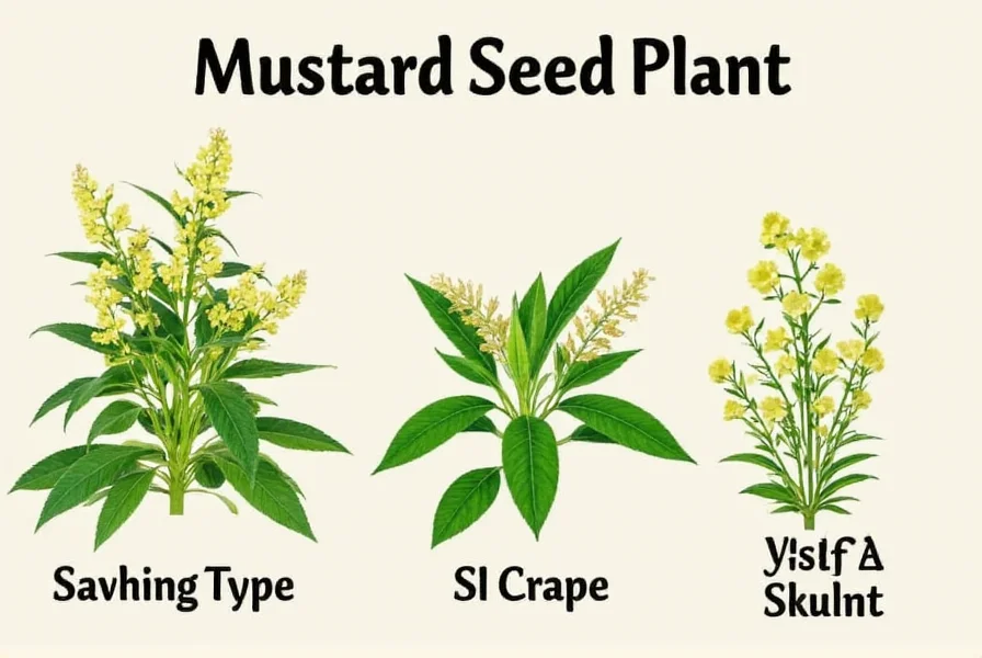 Hand holding harvested mustard seeds showing different varieties in a wooden bowl