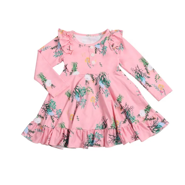 

Christmas/thanks giving Girls Spring Fall casual Long Sleeve flower Print Dresses Kids Boutique Girl's plus size dress