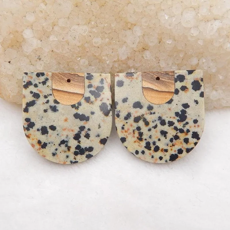 

Wholesale Spot Stone And Picture Jasper Intarsia Stone Beads For Earring Making, 30x28x3mm, 12.4g