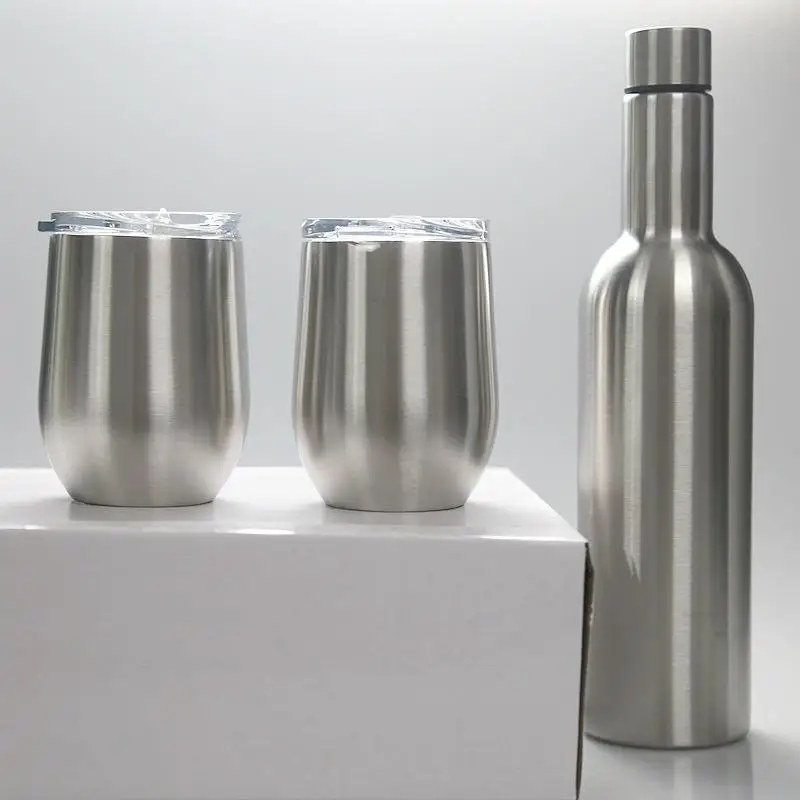 

750ml wine bottle 12oz personalized stemless stainless steel insulated wine tumbler gift set box, Customized color