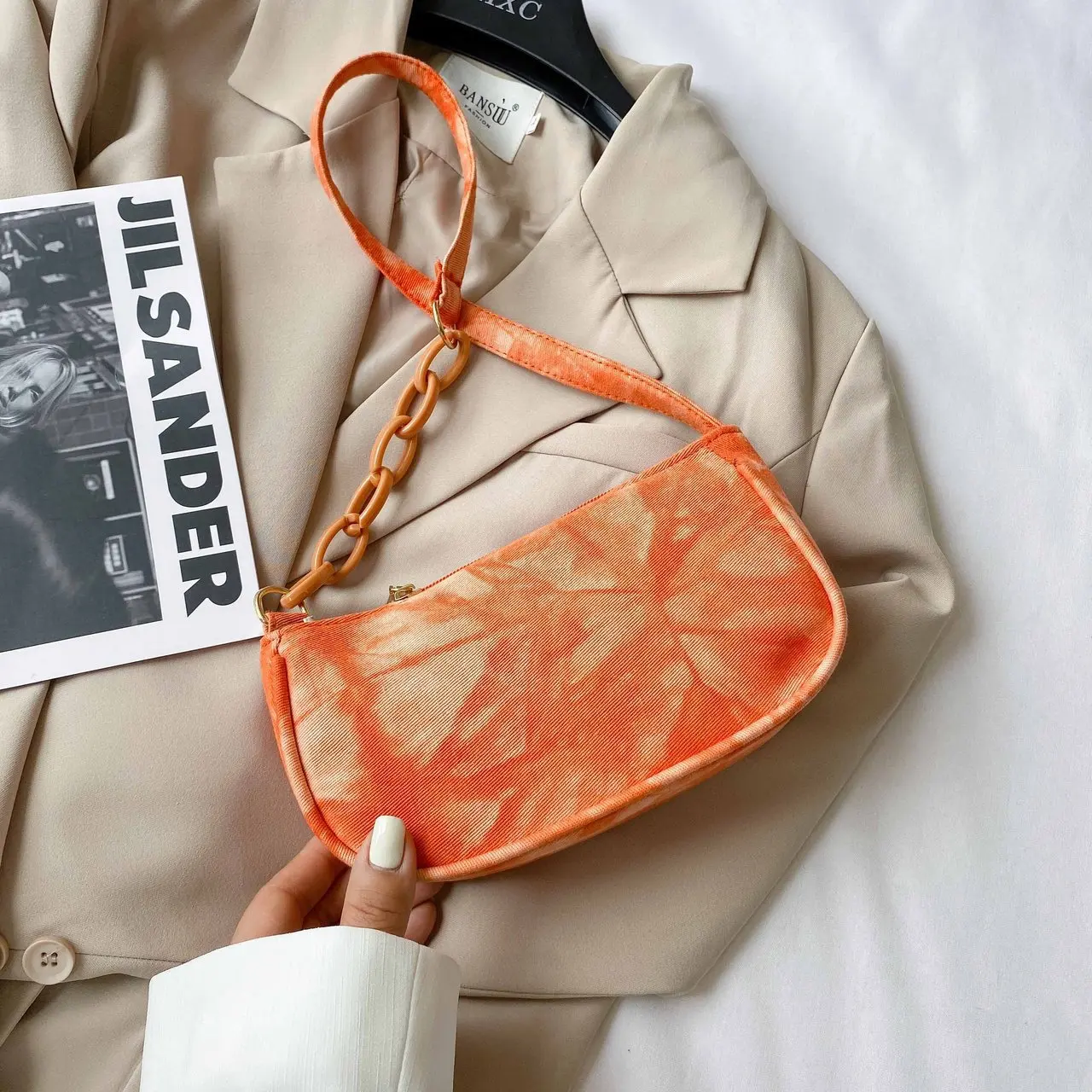 

New Fashion Handbags Colorful Gradient Shoulder Bag Wild Underarm Bag Trend Tie Dye Chain Women Hand Bags