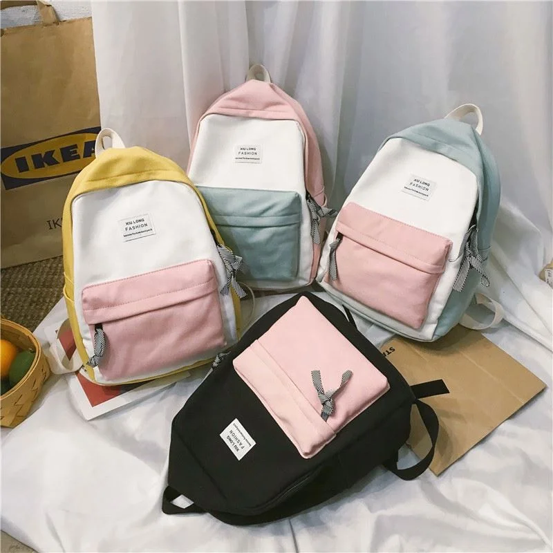 

Women Backpack School-Bag Drawstring Big-Capacity Girls Students Ladies Simple