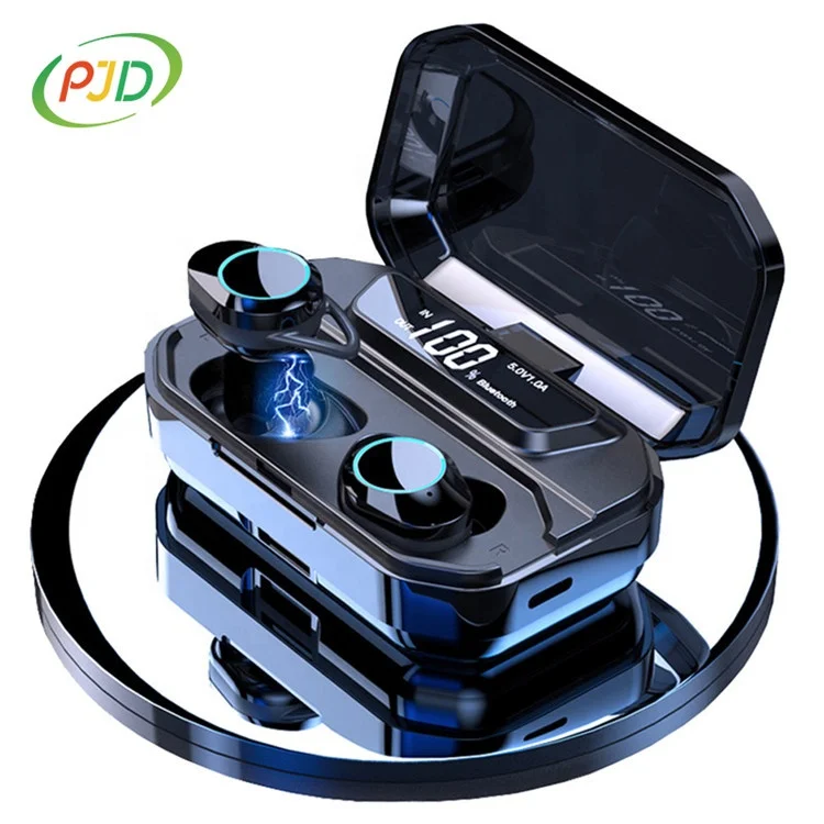 

Hot selling IPX7 Waterproof Wireless Earphones Deep Bass TWS G02 BT V5.0 Earbuds with 3300mAh Charging Case headphones