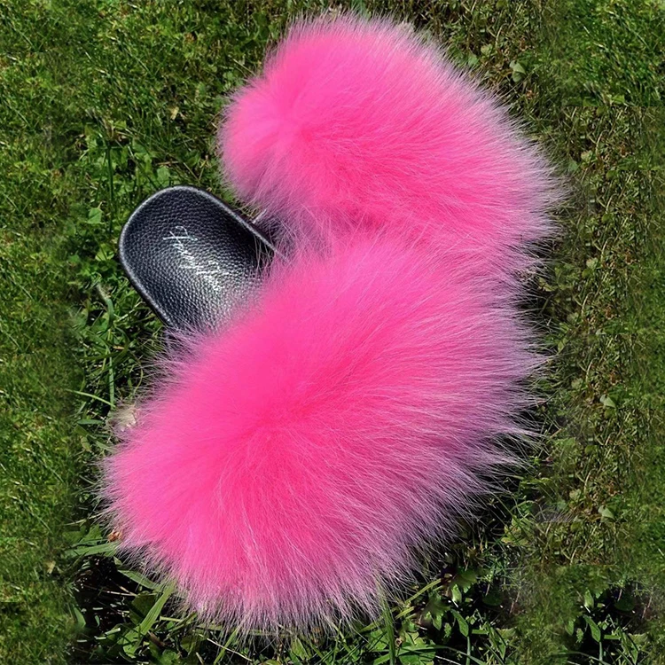 

Wholesale Fashion Ladies Flush Fur Slides Women Fur Sandals Slippers With Logo, Customized color