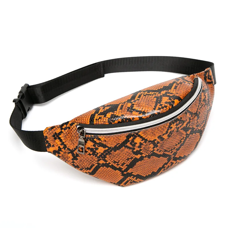 

Women Snake Printing Waist Packs Ladies Fanny Pack Chest Bag Pouch Travel Hip Bum Bag Women Small Purse PU Leather Belt bag