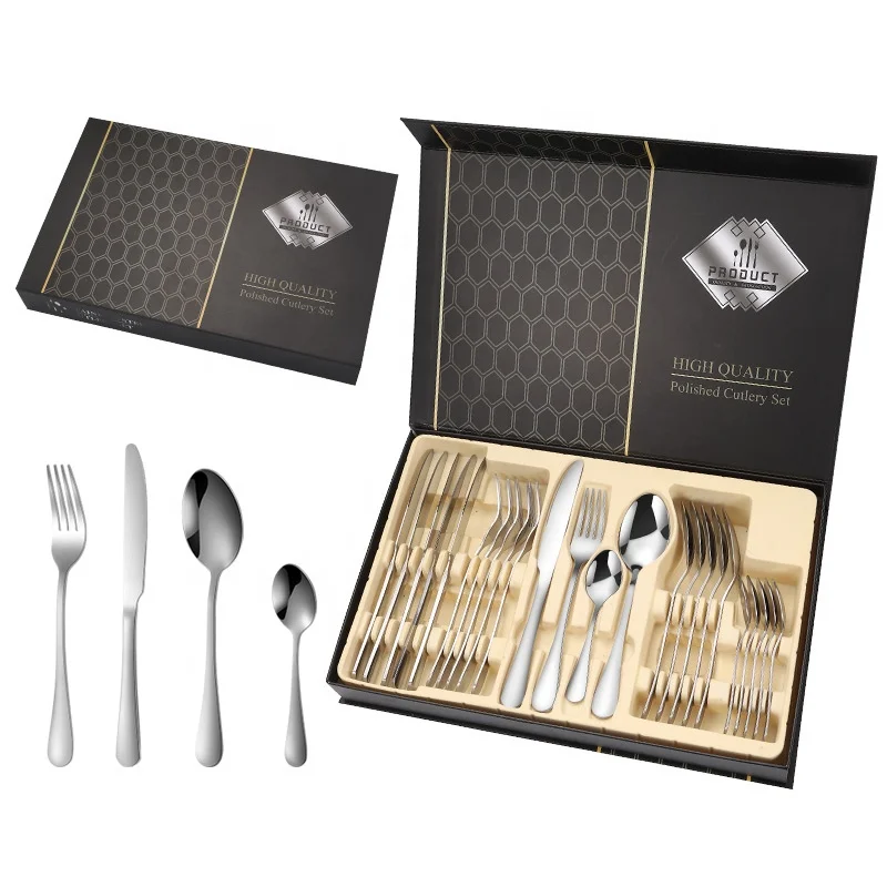 

Hot sale Stainless Steel Flatware Set 24pcs utensils Spoon and Fork Set