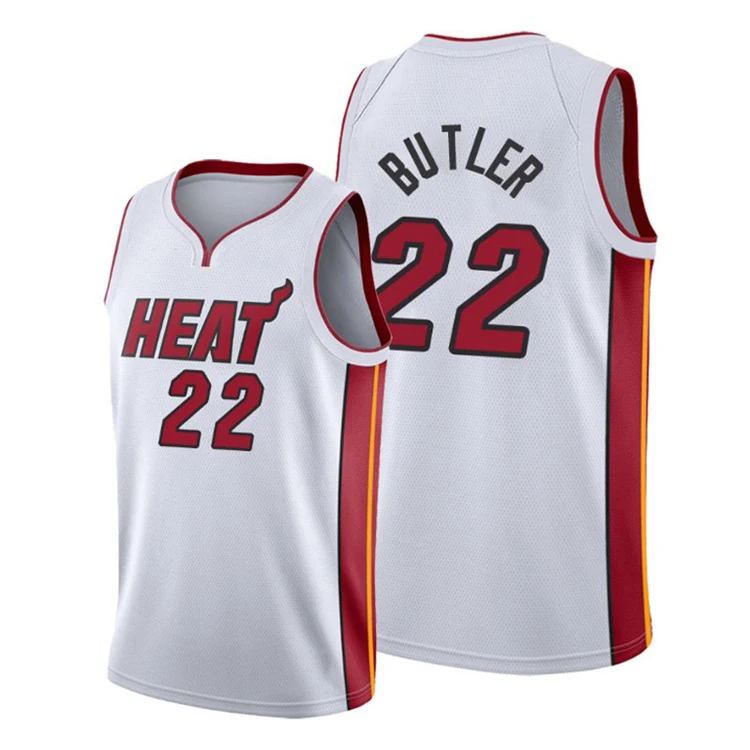 

Cross-border Amazon N-B-A Heat-Fire-Team City Edition 3# Wade 22# Butler 14 Embroidered Basketball Short Sleeve T-Shirt Jersey, Custom color