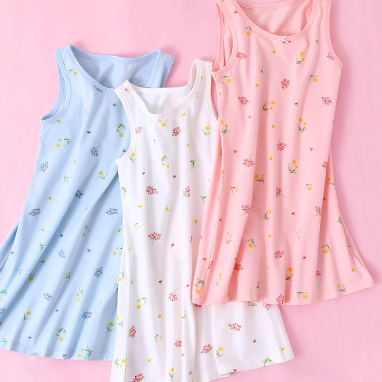 

Summer hot sales girls nightgown kids sleeping vest dress sleeveless summer children nightdress clothing night strawberry skirt, Picture shows