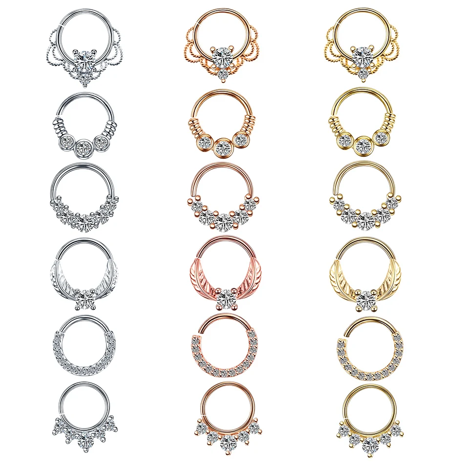 

Real Pierced Septo Nose Rings Daith Gem Cartilage Tragus Piercing Ear Septum Helix Clicker Rings Conch Rook Piercing Jewelry, Choosable(silver,gold,rose gold)