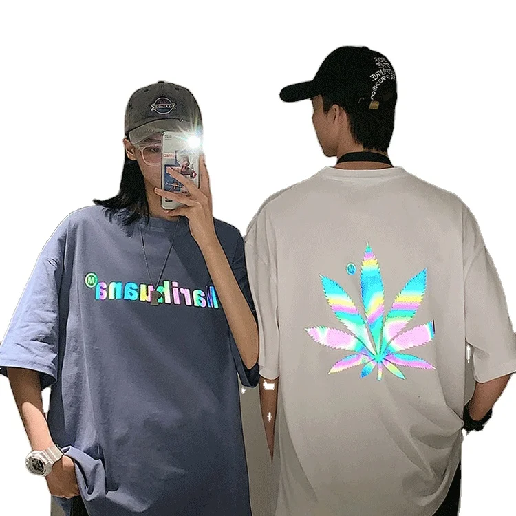 

China manufacturer custom new fashion men printing reflective t-shirts