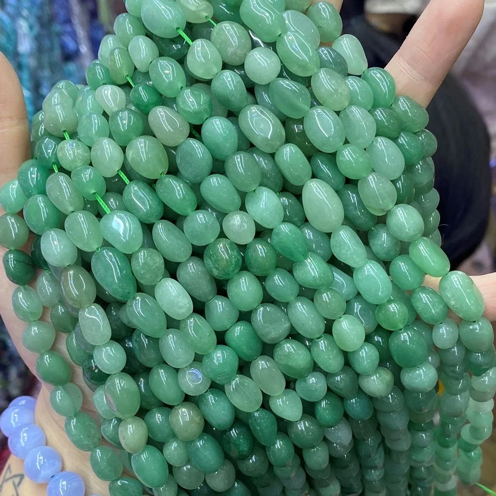 

8-10mm Natural Green Aventurine Gravel Pebble Beads Healing Energy Irregular Shape Green Aventurine Gemstone Beads, 100% natural color