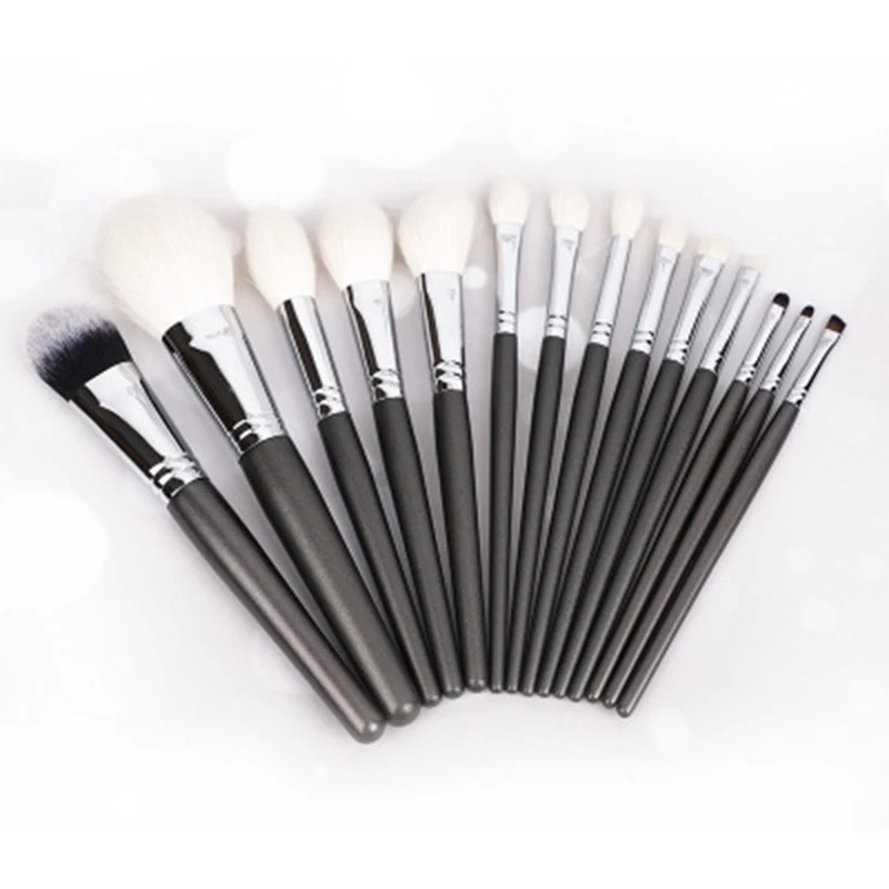 

HXT-042 High quality 14pcs professional fluffy natural hair copper ferrule personalized cosmetic beauty makeup brush set
