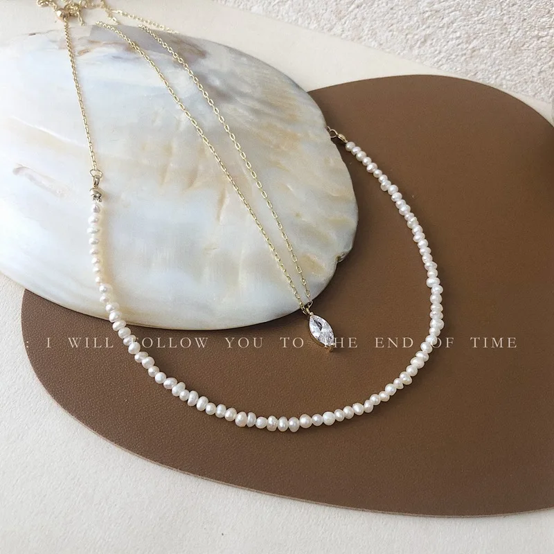 

European and American fashion temperament stacked natural baroque pearl necklace female retro nostalgic trend