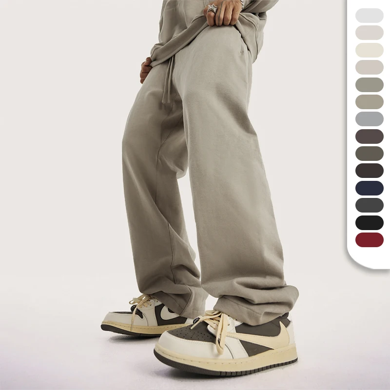 Men's French Terry Straight Jogger Pants With Custom Logo Elastic Waist 445 Gsm Knitted Sweatpants Trackpants
