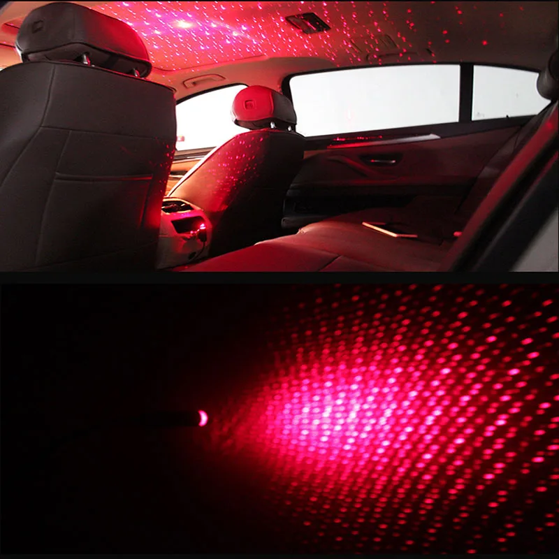 LED Car Roof Star Night Light Projector Atmosphere Galaxy Lamp USB Decorative Lamp Adjustable Multiple Lighting Effects