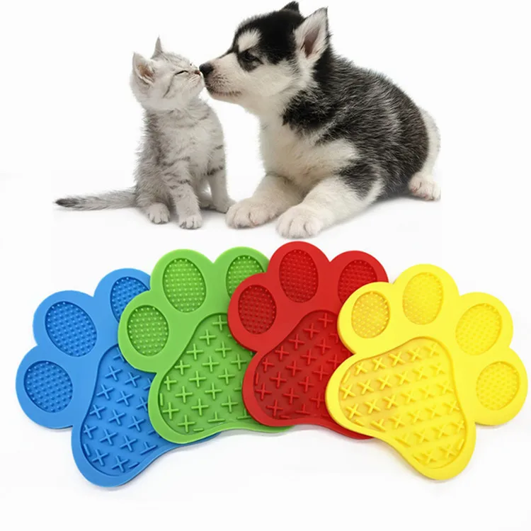 

Silicone Dog Slow Dispensing Mats Bathing Distraction Device Peanut Butter Licking Pads, Green/yellow/blue/red